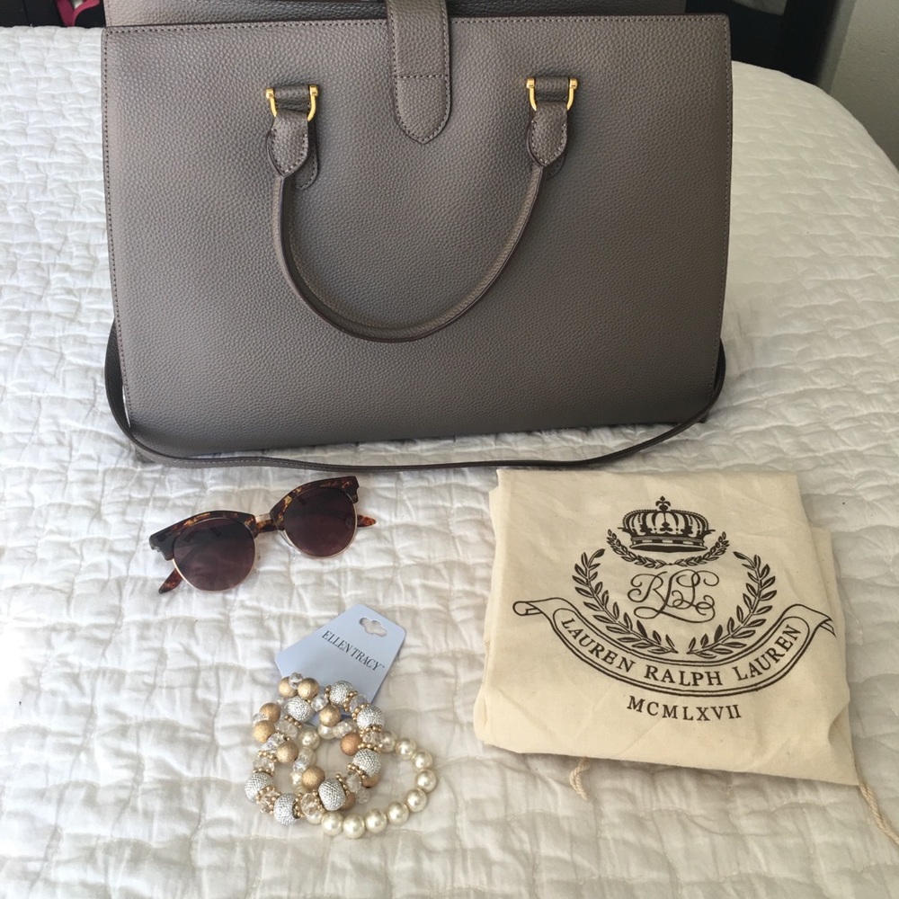 Large Pebbled Leather Ralph Lauren Brigitte Tote - Picture 4 of 6